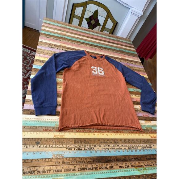 American Eagle Mens Henley 90s XS Y2K Sweatshirt Long Sleeve Graphic Raglan - Picture 4 of 10